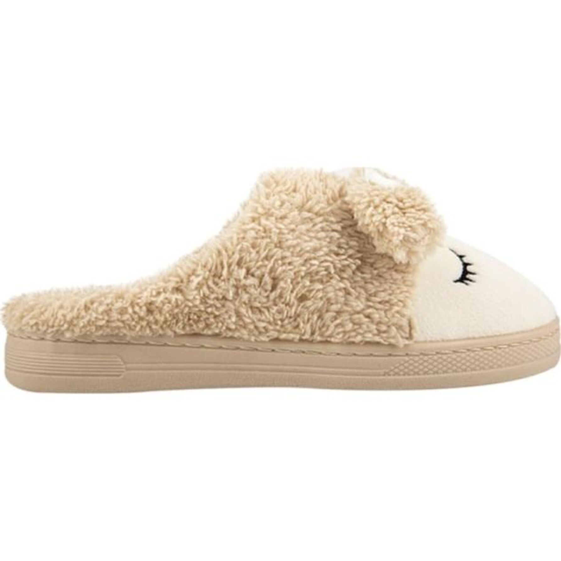 Pantufla para mujer, con figura de borrego, en color beige, tipo sueco 1020644