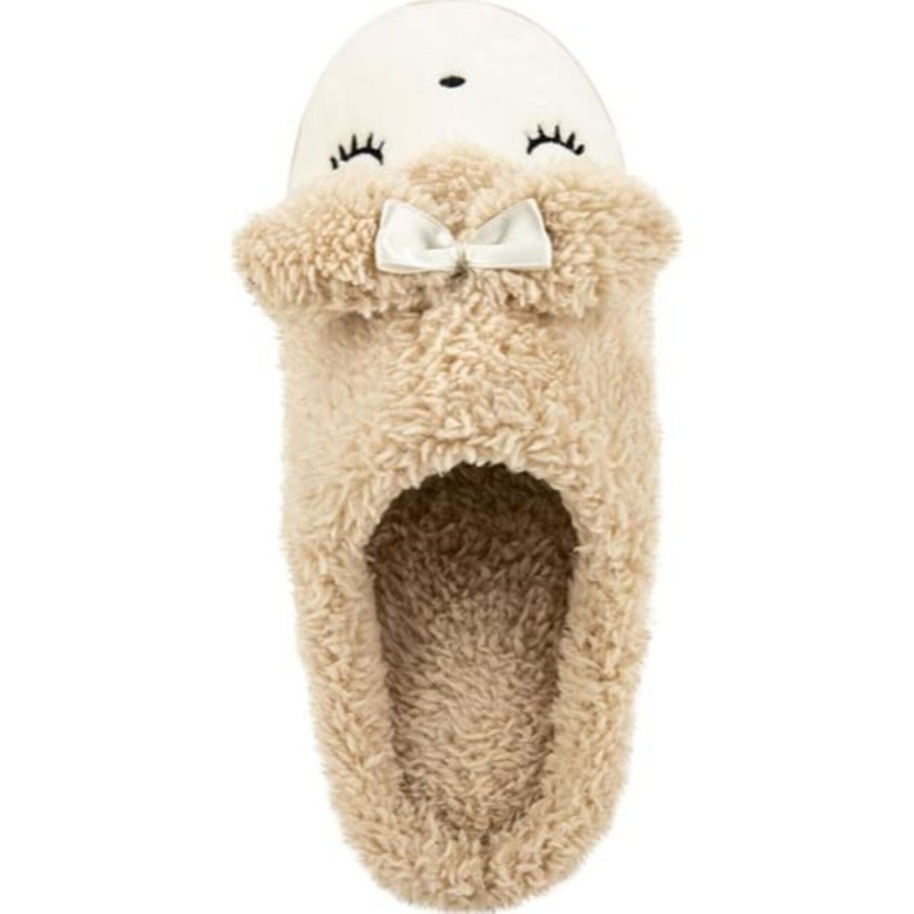 Pantufla para mujer, con figura de borrego, en color beige, tipo sueco 1020644