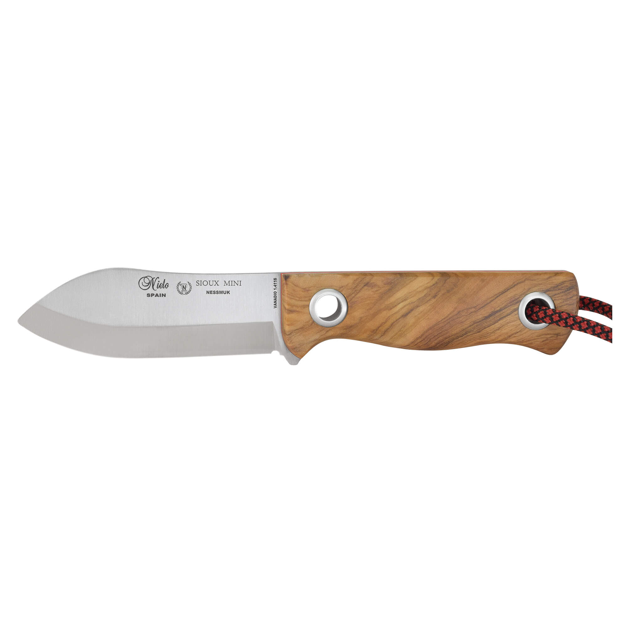 Cuchillo "Sioux-Nessmuk Mini", con funda de cuero, acero vanadio, dureza 1.4116