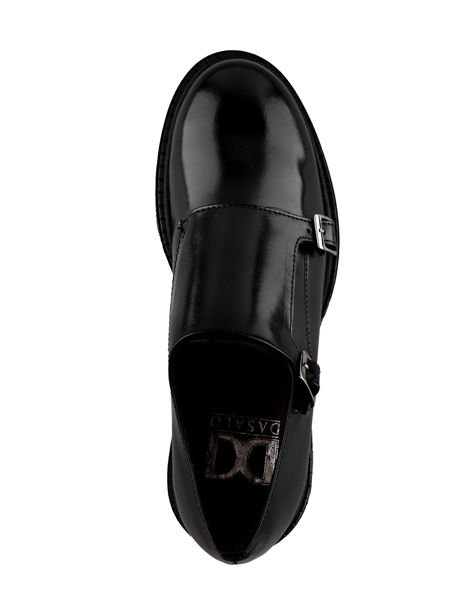 Zapato Monkstrap de Piel Vacuno Negro con Doble Hebilla Para Hombre Dasalo