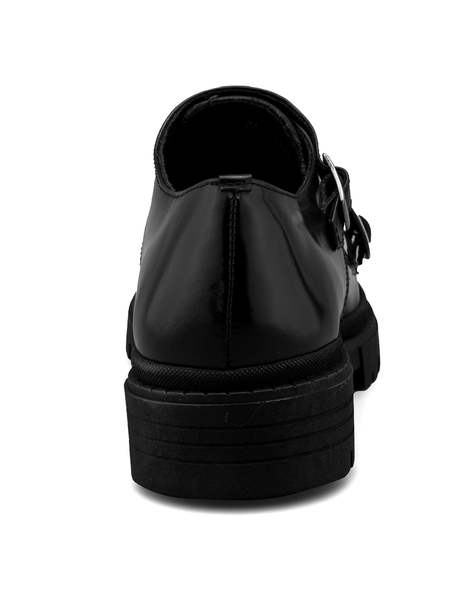 Zapato Monkstrap de Piel Vacuno Negro con Doble Hebilla Para Hombre Dasalo