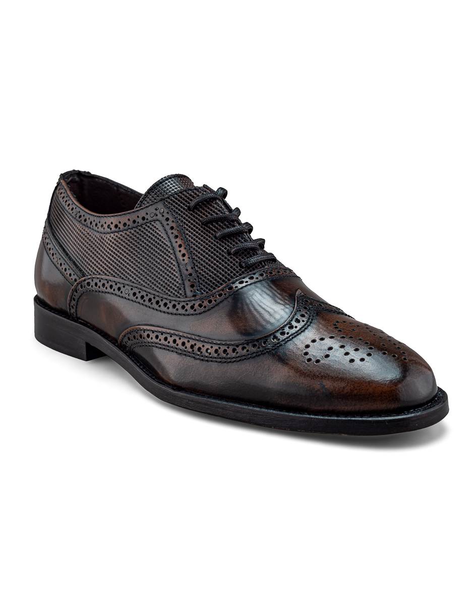 Zapato Bostoniano De Piel Vacuno Café Formal Para Hombre