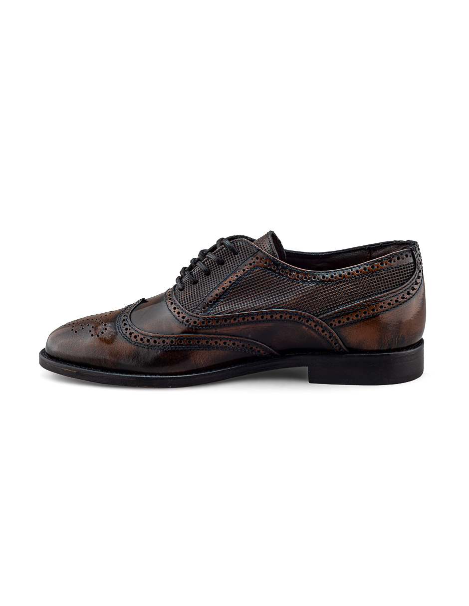 Zapato Bostoniano De Piel Vacuno Café Formal Para Hombre