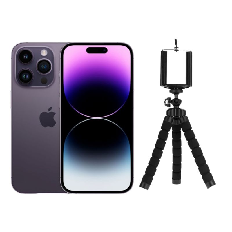iPhone 14 Pro Max 256GB Morado E-SIM Reacondicionado Grado A + Trípode