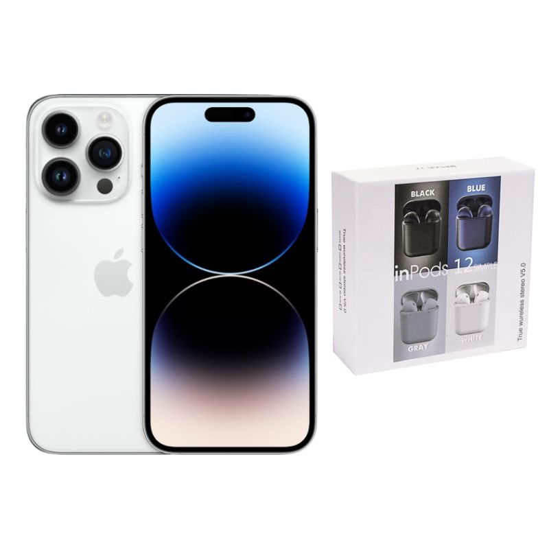 iPhone 14 Pro Max 256GB Plata E-SIM Reacondicionado Grado A + Audífonos Genéricos