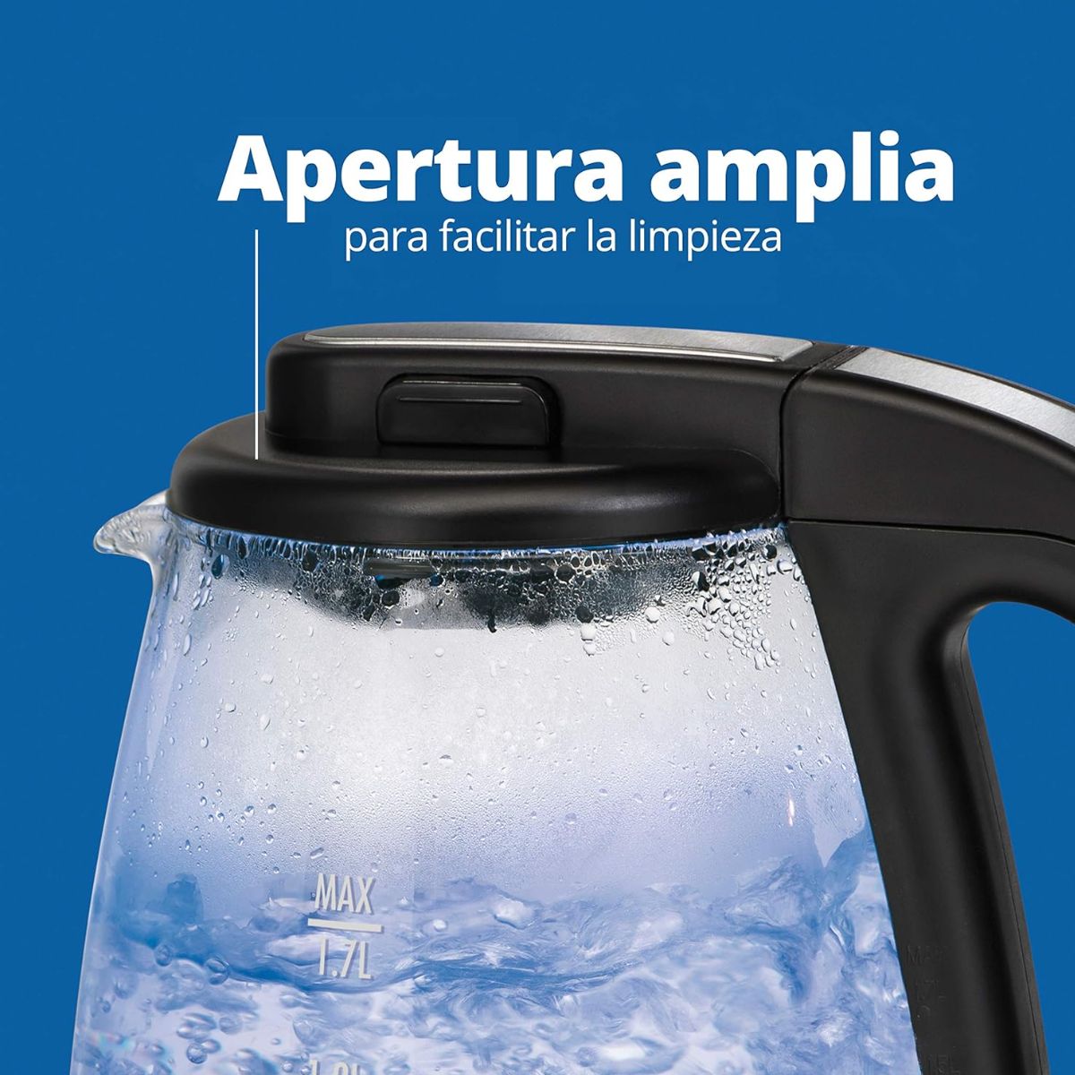 Hamilton Beach Vidrio Eléctrica De 1,7, Tetera Pequeño Electrodoméstico Cocina, Negro (Black), 1.7 Litros