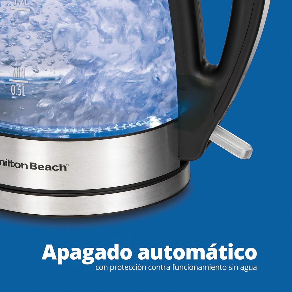 Hamilton Beach Vidrio Eléctrica De 1,7, Tetera Pequeño Electrodoméstico Cocina, Negro (Black), 1.7 Litros