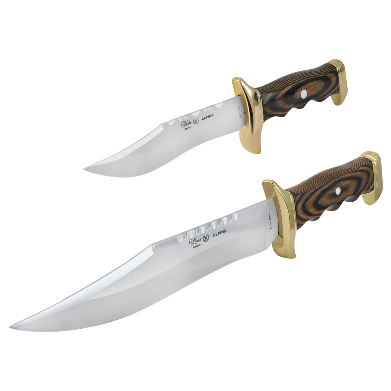 Set de cuchillos "Alpina", mango de madera stamina y zamak, con funda de piel, acero inoxidable, dureza AN58