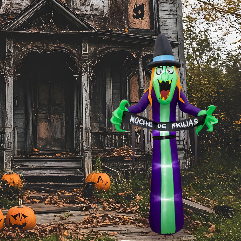 Inflable De Halloween Bruja de Miedo 2.4mts Con Luz Decorativo Exterior