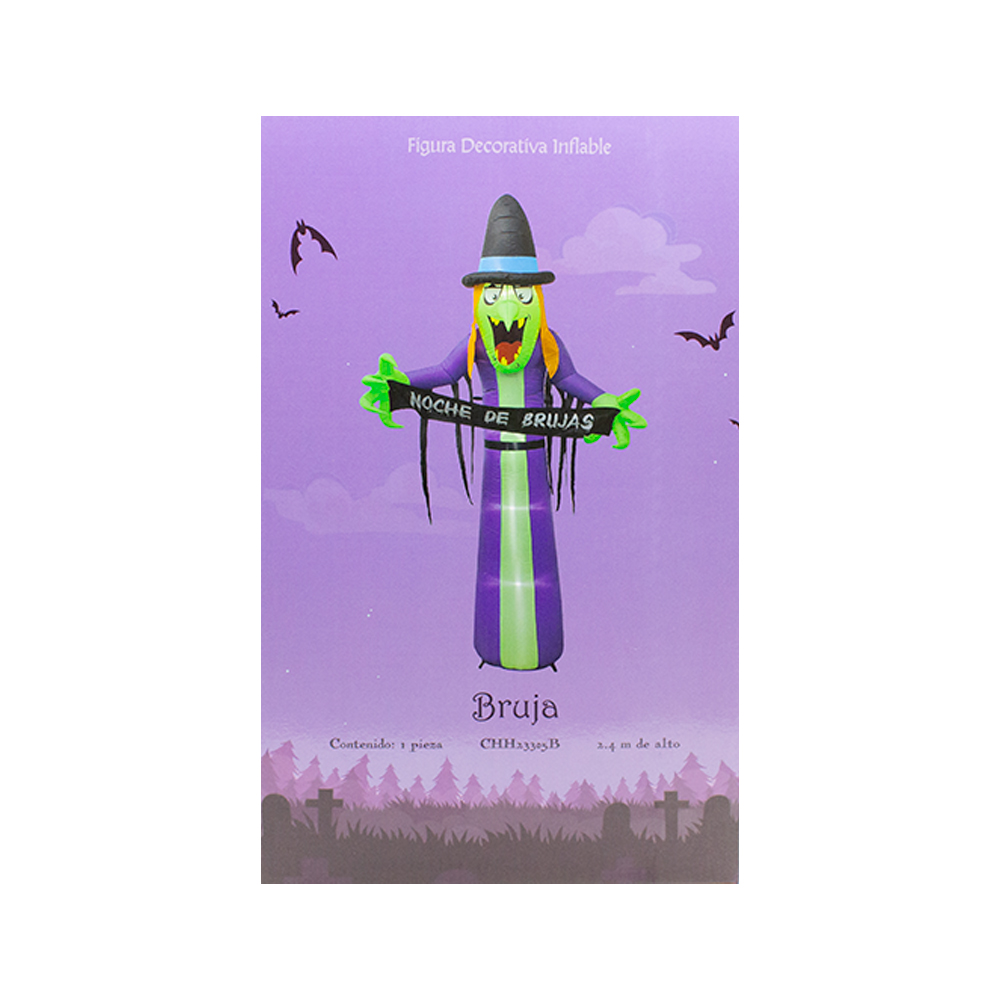 Inflable De Halloween Bruja de Miedo 2.4mts Con Luz Decorativo Exterior