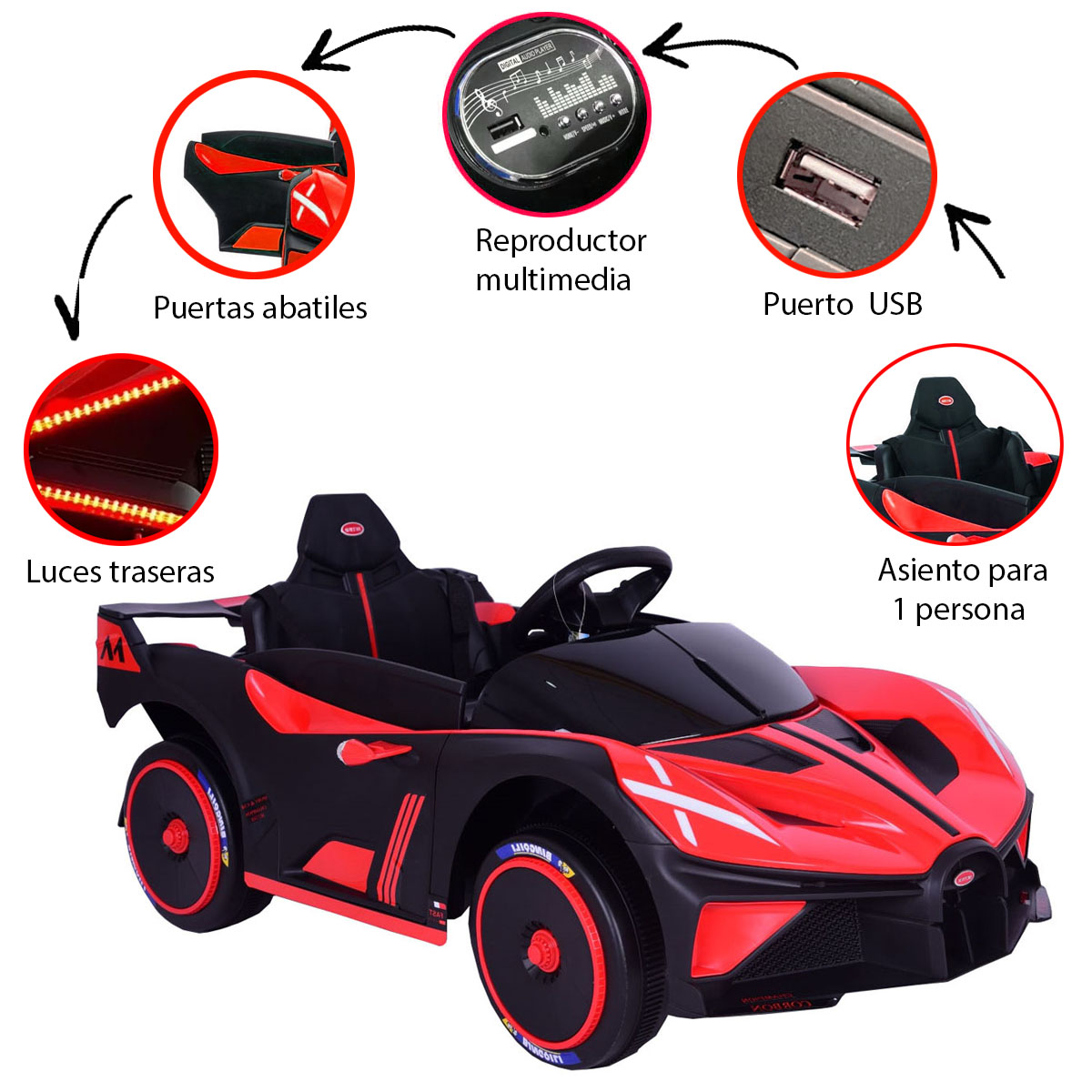 Montable Electrico Para Niños Deportivo Rojo  802