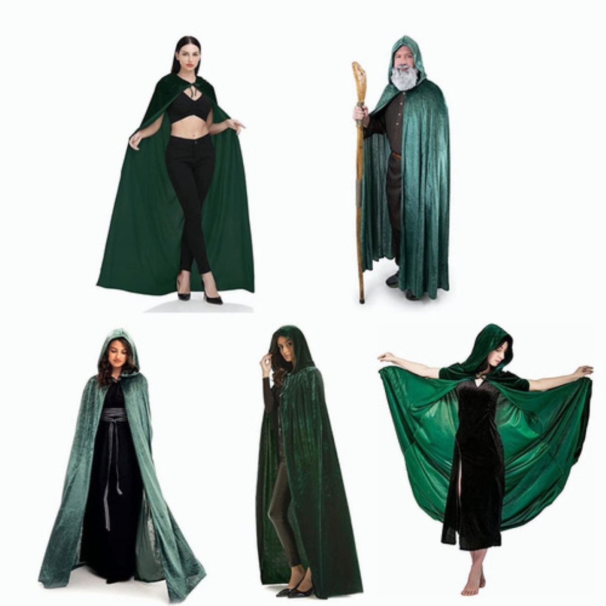Disfraz Cosplay Capa Con Capucha Capa De Halloween 170 Cm VERDE