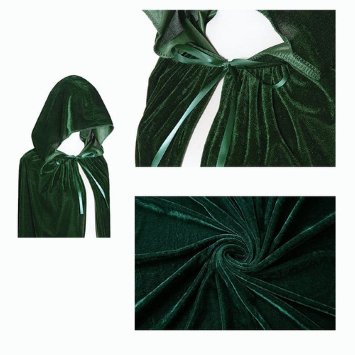 Disfraz Cosplay Capa Con Capucha Capa De Halloween 170 Cm VERDE