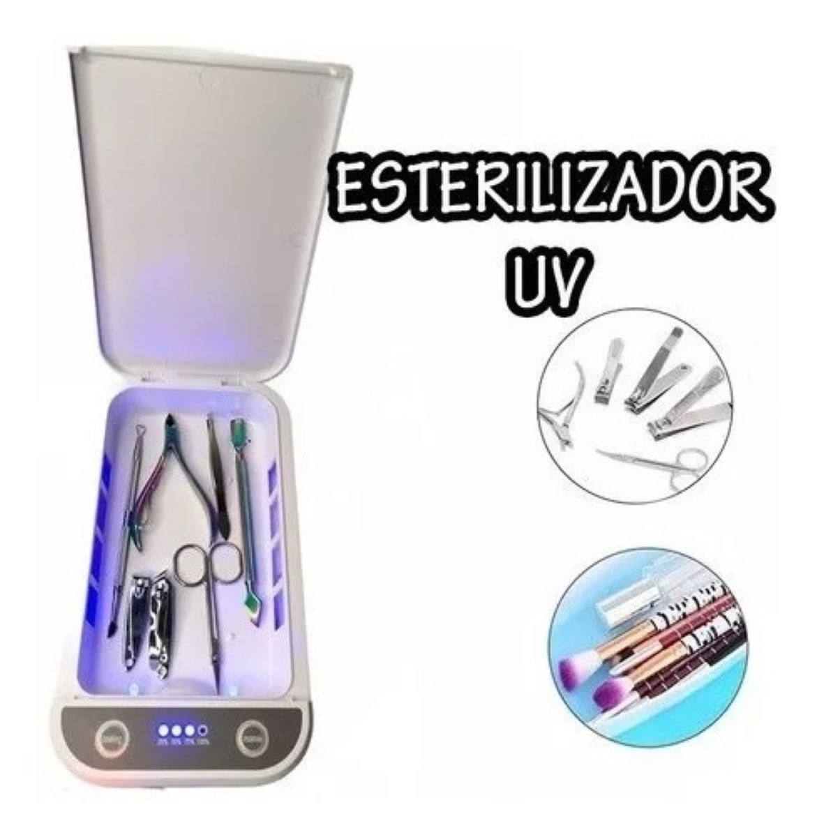 Caja Esterilizador Uv Instrumental Para Pinzas, uñas, manicura BLANCO