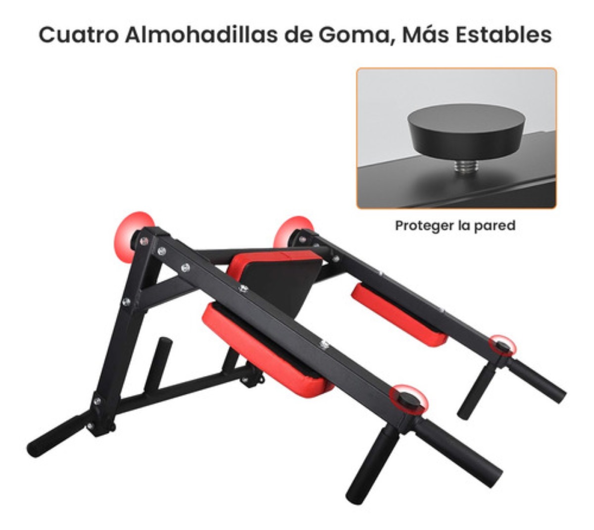 Barra 8 en 1 Dominadas Pared Gym Multifuncional Box Pesas negro/rojo