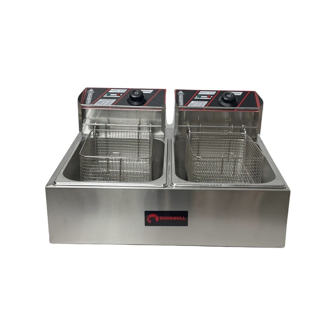 Freidora eléctrica doble con capacidad de 12L Shorbull