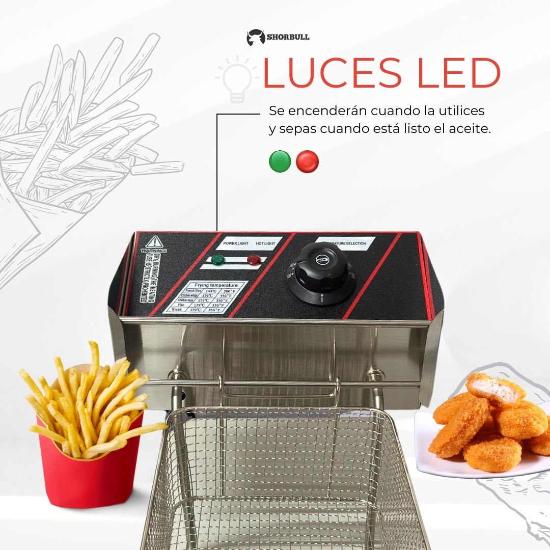 Freidora eléctrica doble con capacidad de 12L Shorbull