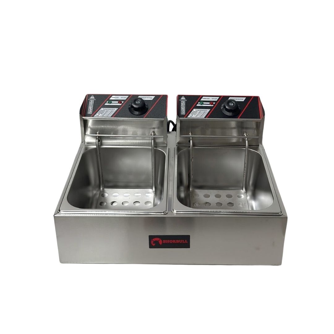 Freidora eléctrica doble con capacidad de 12L Shorbull