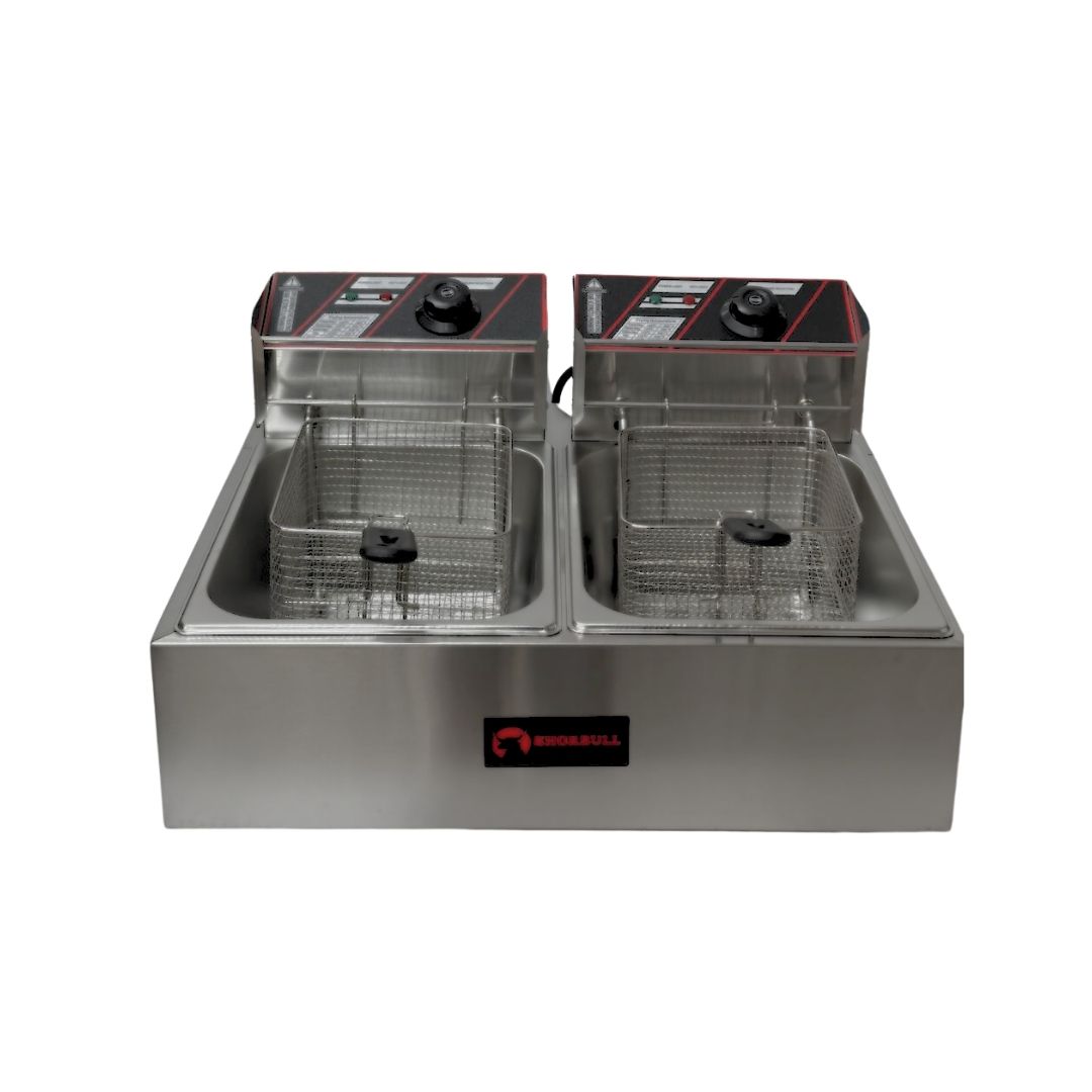 Freidora eléctrica doble con capacidad de 12L Shorbull