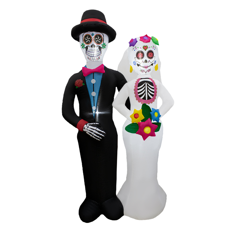 Inflable De Halloween Novios Calavera 1.8mts Con Luz Decorativo Exterior