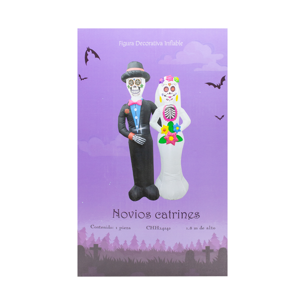 Inflable De Halloween Novios Calavera 1.8mts Con Luz Decorativo Exterior