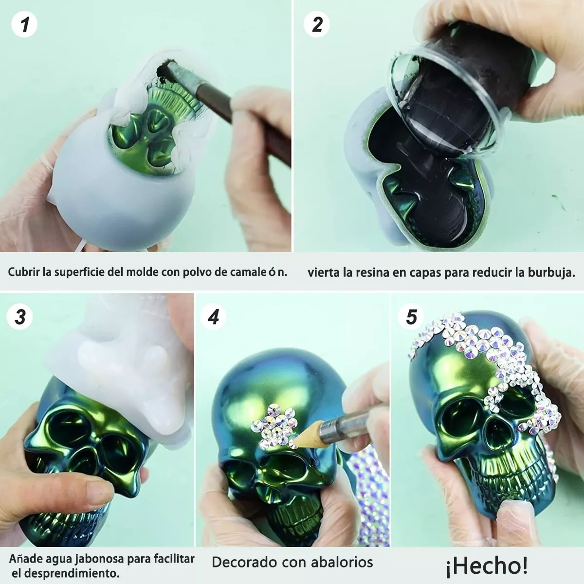 Molde Silicon Calavera Azúcar Craneo Vela 3d Jabón Epoxy 3pc
