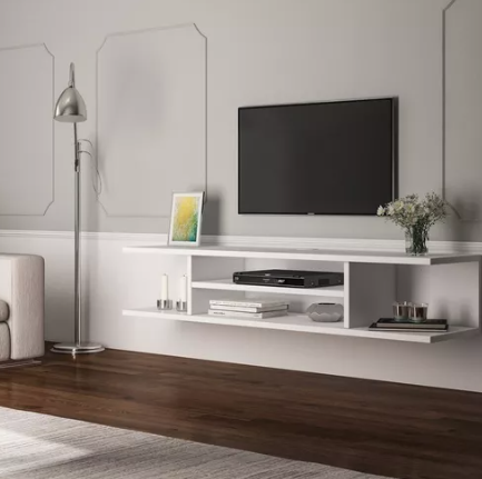 Repisa Flotante O Mesa Tv Moderna Color Blanco 120cm  Moderno