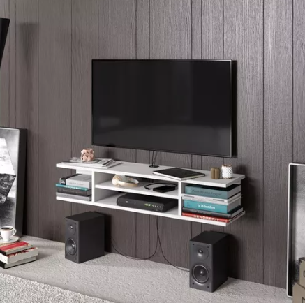 Repisa Flotante O Mesa Tv Moderna Color Blanco 120cm  Moderno