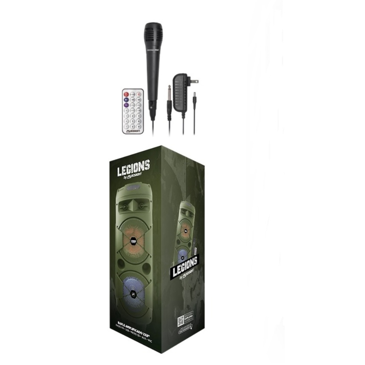 Bafle Amplificado Fussion PBS-2X8005GR 2X8" Legions 40,000W Verde ENDY5