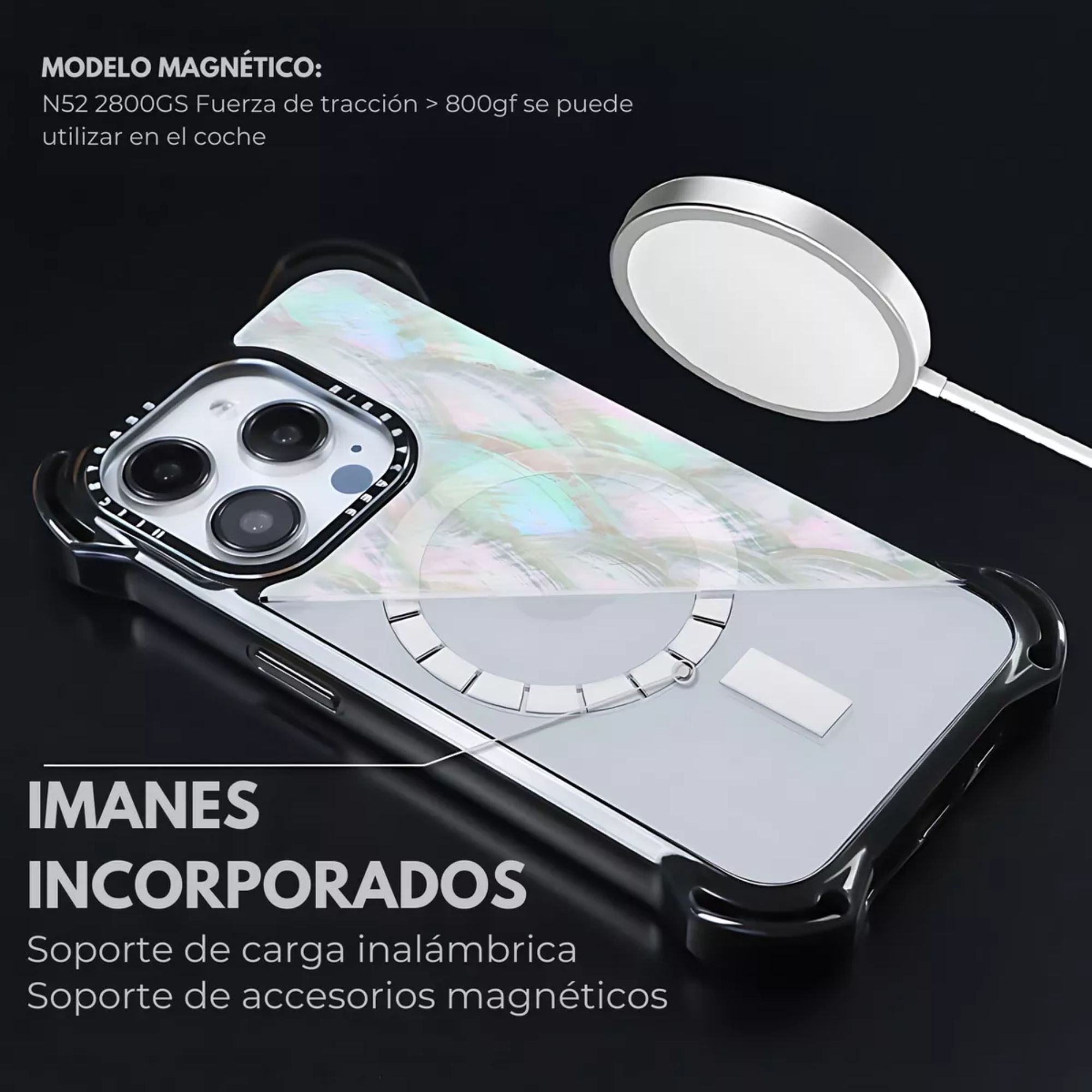 Funda Uso Rudo Ultra Bounce Concha Nacar Para Iphone 14 plus/15 plus Concha Color blancao Magsafe