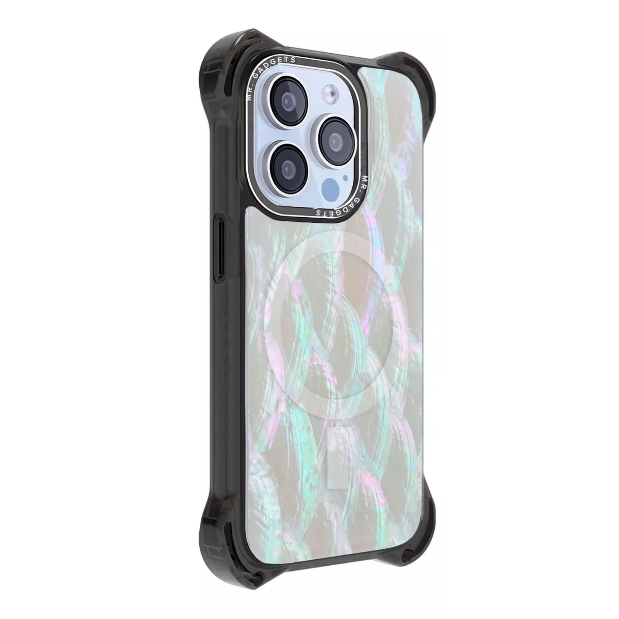 Funda Uso Rudo Ultra Bounce Concha Nacar Para Iphone 14 plus/15 plus Concha Color blancao Magsafe
