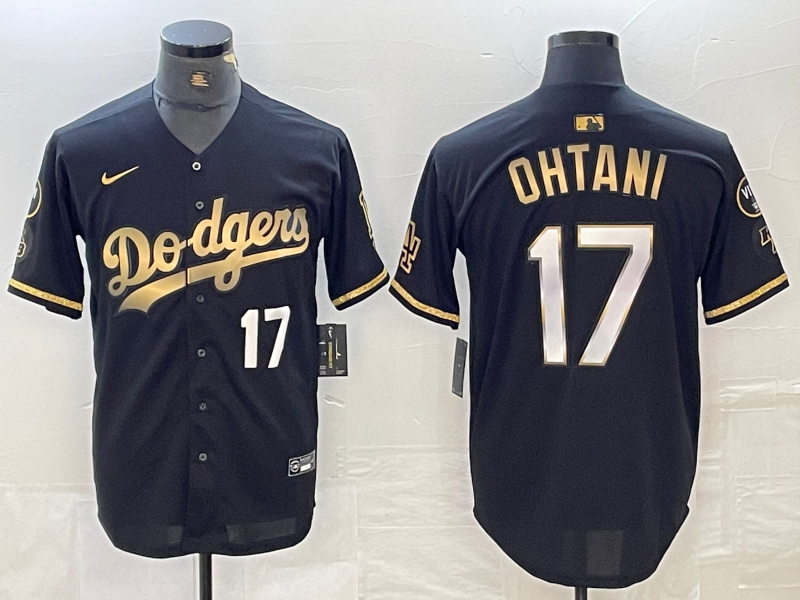 Maravilloso! Jersey Beisbol Dodgers Los Angeles BORDADO Aniversario Black Ohtani 17 Talla M