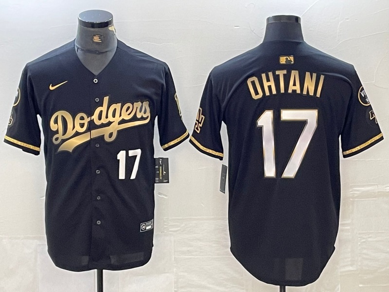 Maravilloso! Jersey Beisbol Dodgers Los Angeles BORDADO Aniversario Black Ohtani 17 Talla S