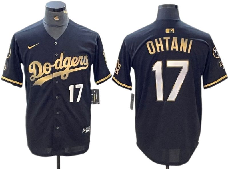 Maravilloso! Jersey Beisbol Dodgers Los Angeles BORDADO Aniversario Black Ohtani 17 Talla S