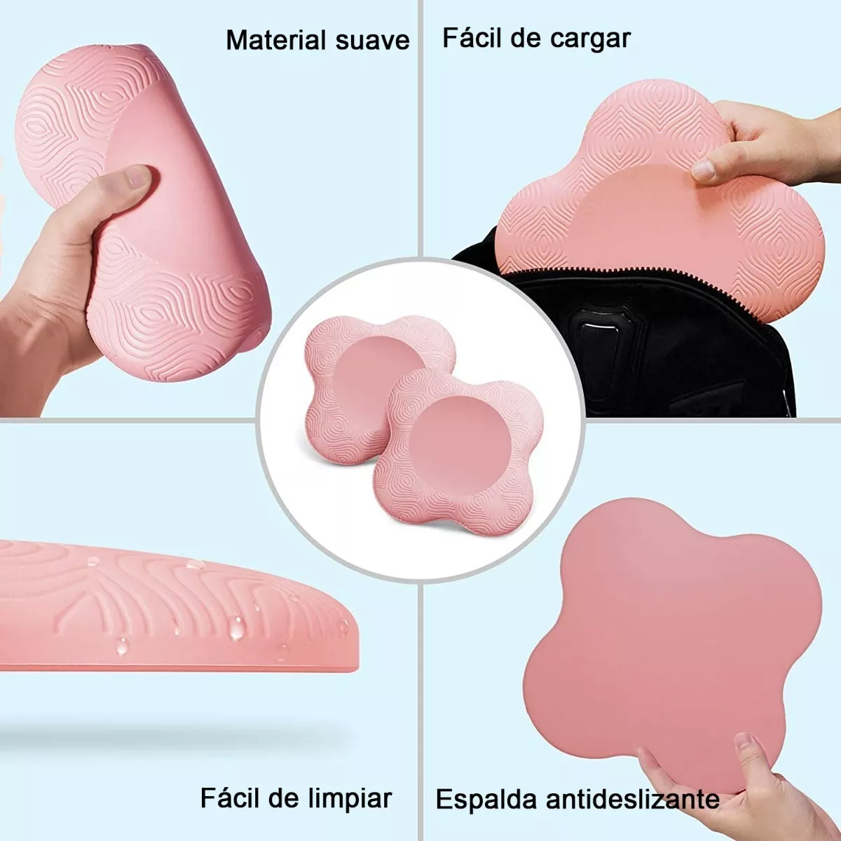 Rodillera De Yoga Almohadilla De Apoyo Plana Engrosada 2 Pzs Rosa Talla G