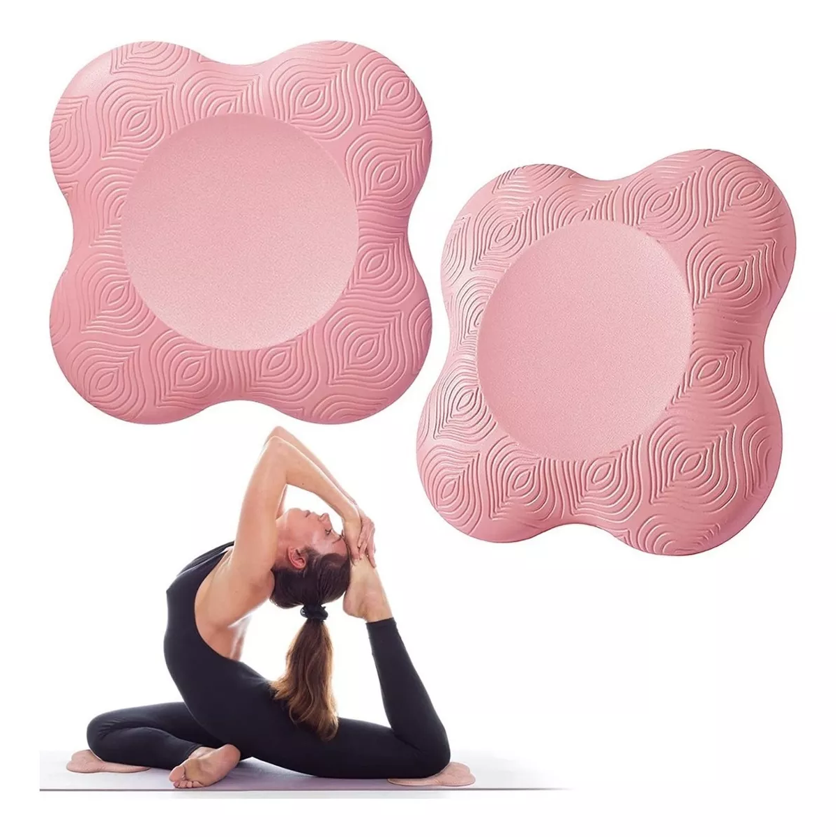 Rodillera De Yoga Almohadilla De Apoyo Plana Engrosada 2 Pzs Rosa Talla G