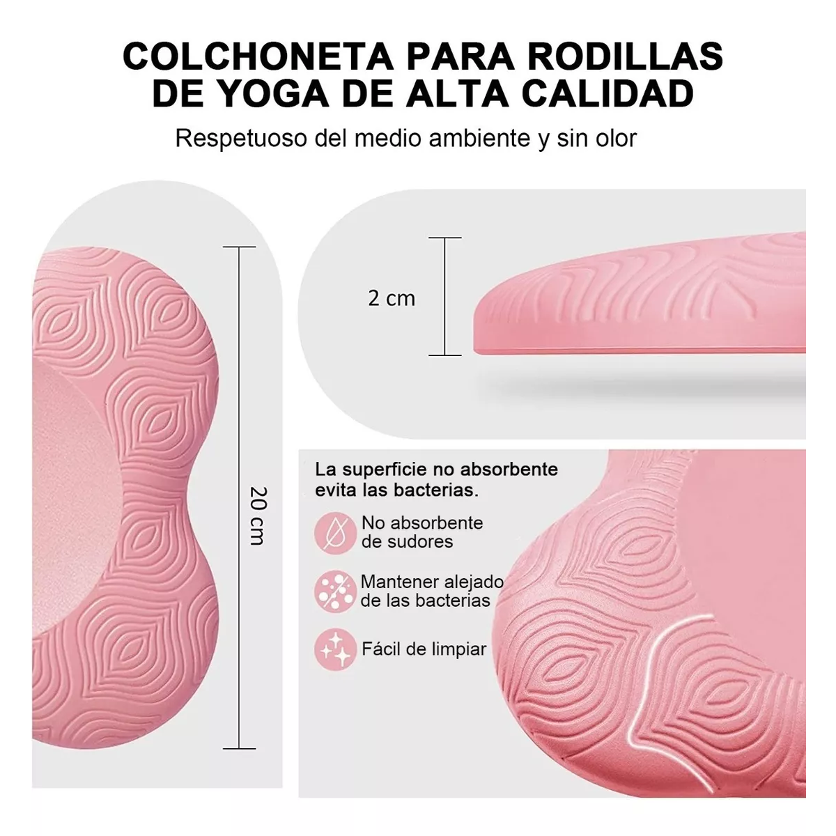Rodillera De Yoga Almohadilla De Apoyo Plana Engrosada 2 Pzs Rosa Talla G