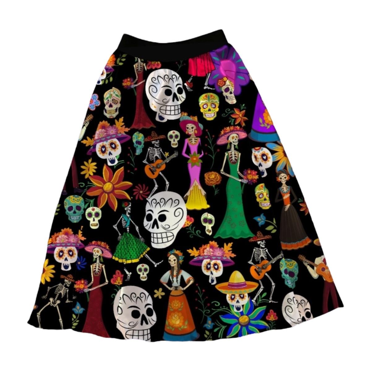 Falda Disfraz Mujer Para Día De Muertos Halloween Catrina