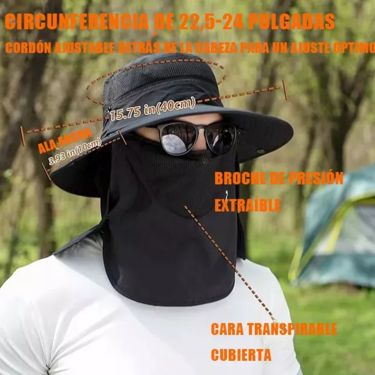 Gorra De Pesca Viseras Para Unisex 360° Anti-uv Y Mangas