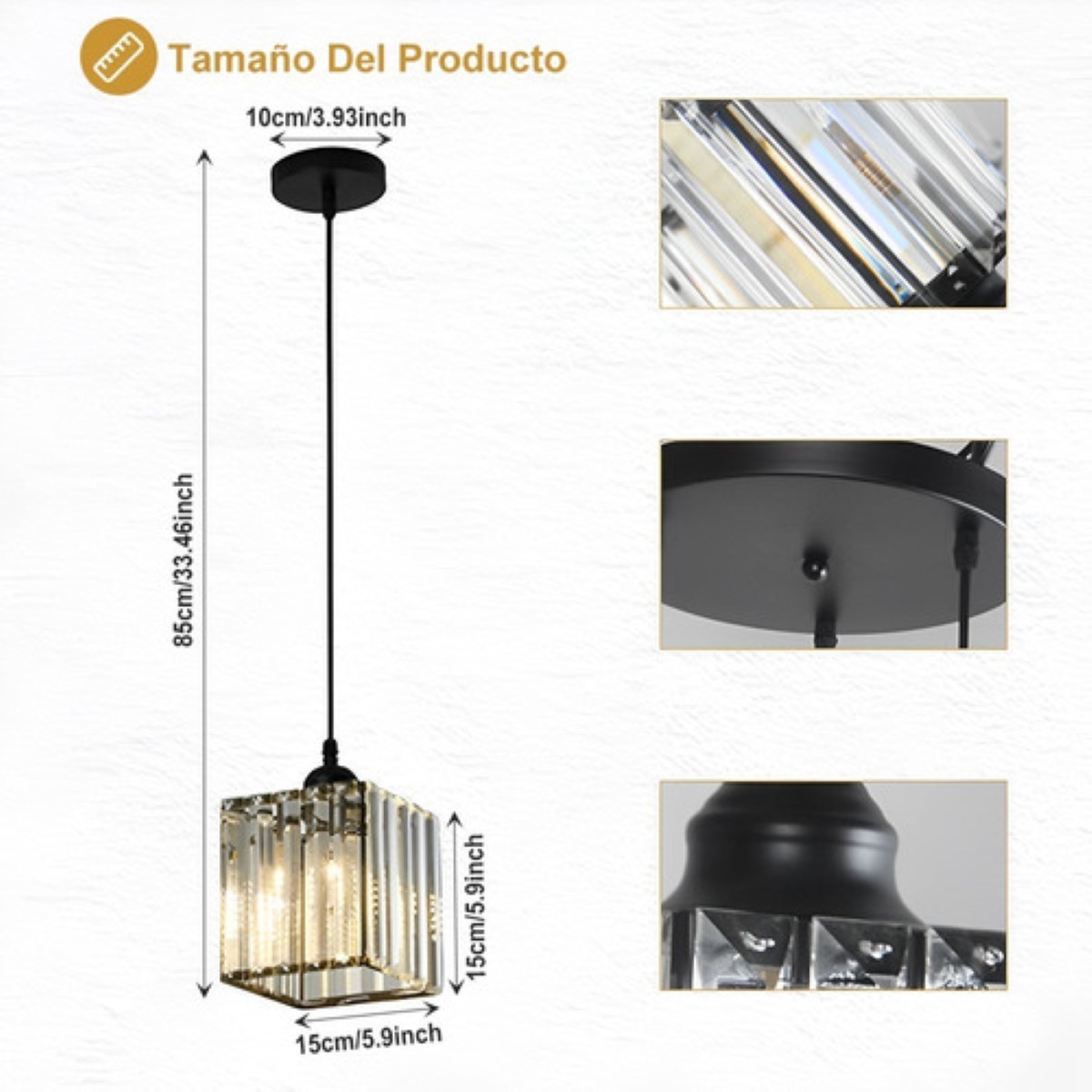 Lámpara Colgante Lámpara De Techo Moderna Decorativa cuadrado negro