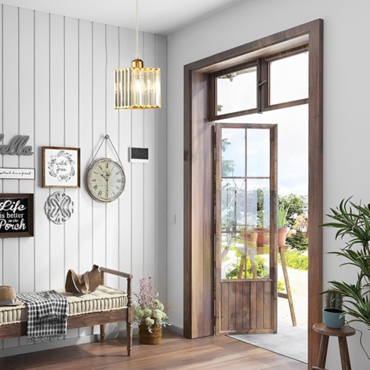 Lámpara Colgante De Techo Cristal Moderna Decorativa Cuadrado Dorado