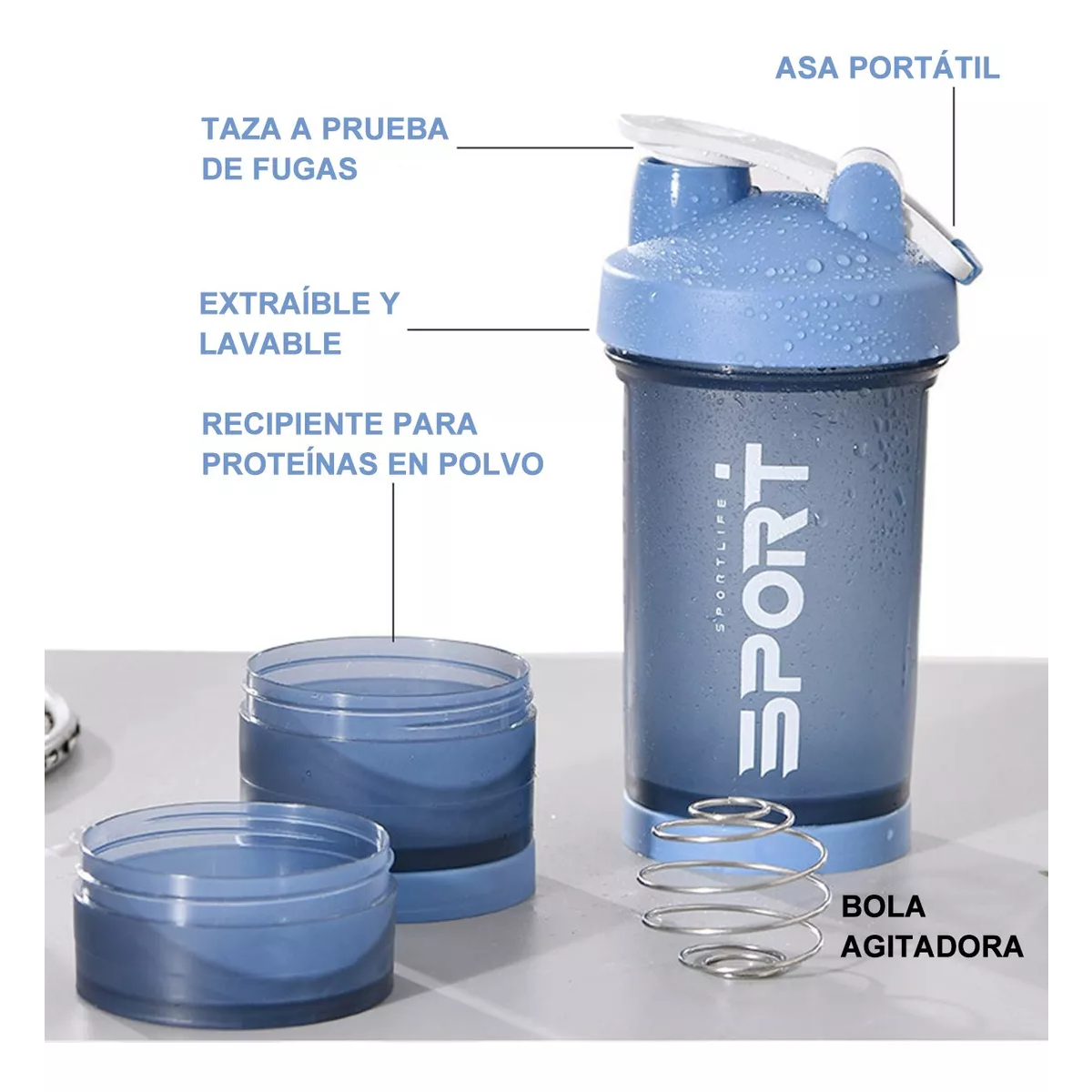 Shaker Para Proteina Botella Para Gym Productos Deportivos Azul