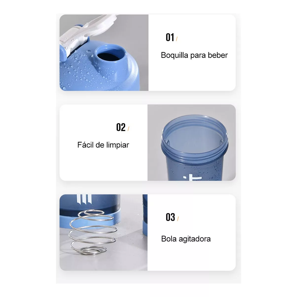 Shaker Para Proteina Botella Para Gym Productos Deportivos Azul