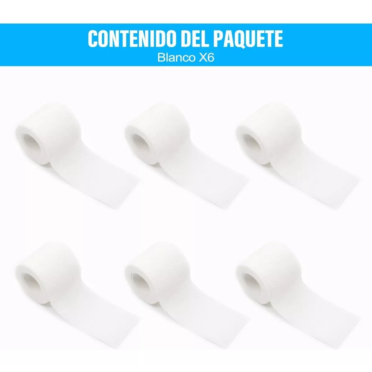  Vendaje deportivo autoadhesivo 6 unidades 4.5m x 5cm Blanco