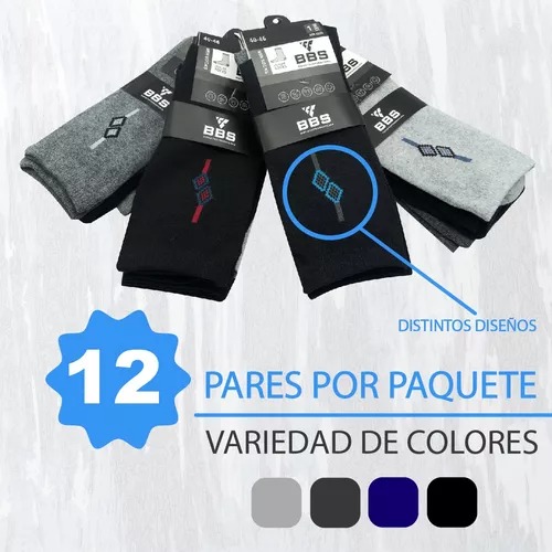 Calcetín Caballero De Vestir Algodón 12 Pares Unitalla