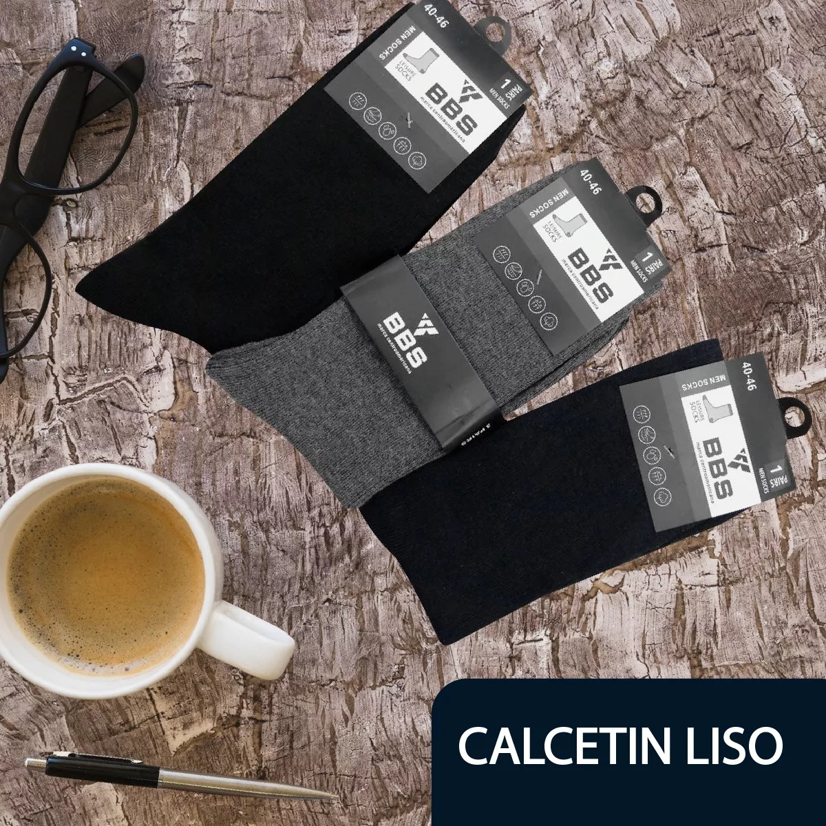 Calcetín Caballero De Vestir Algodón 12 Pares Unitalla