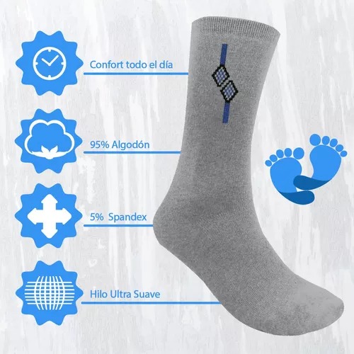Calcetín Caballero De Vestir Algodón 12 Pares Unitalla
