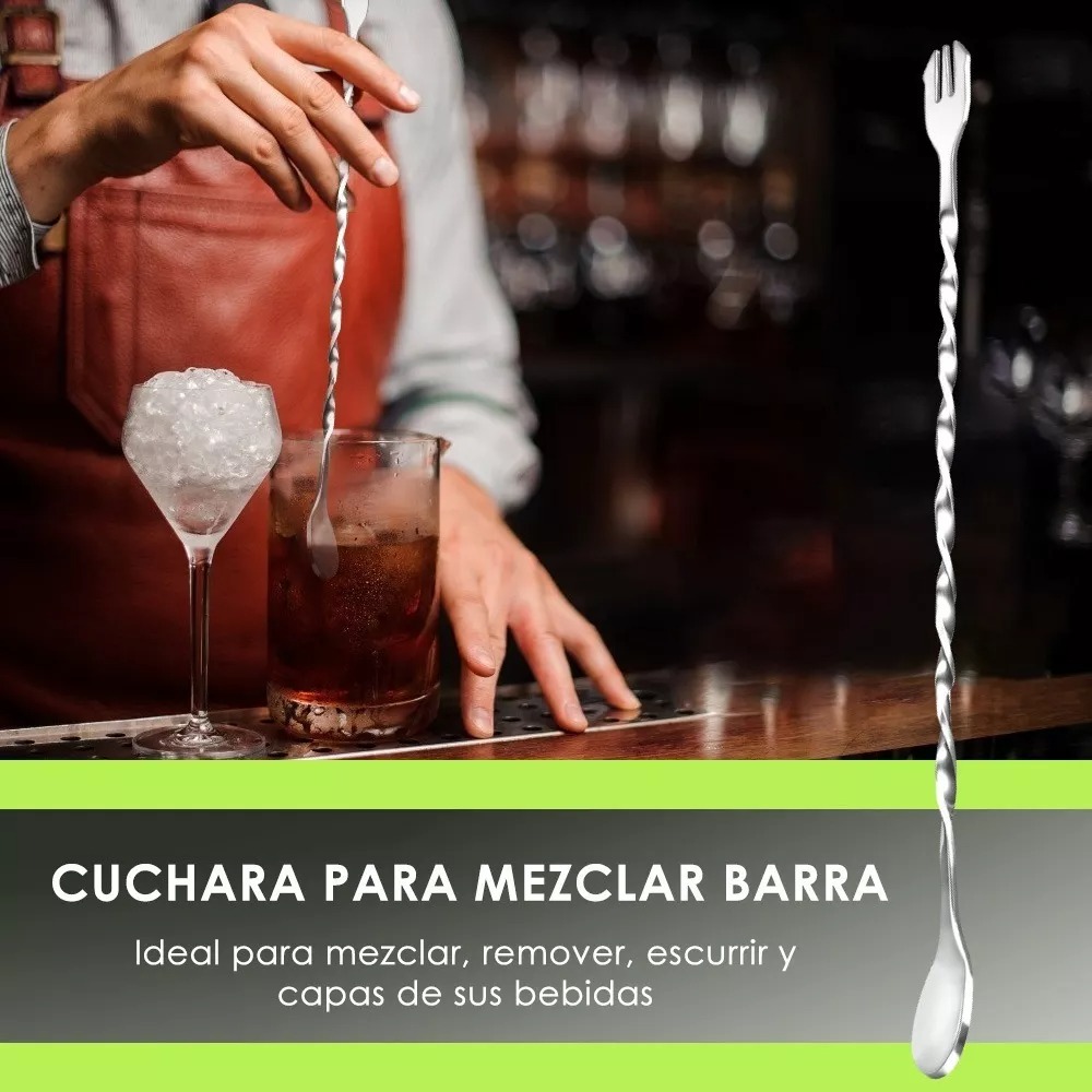 Kit Muddler De Acero Inoxidable Con Jigger Cuchara Macerador