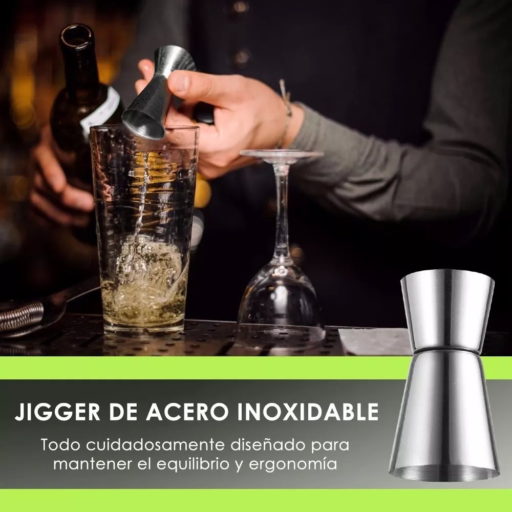 Kit Muddler De Acero Inoxidable Con Jigger Cuchara Macerador