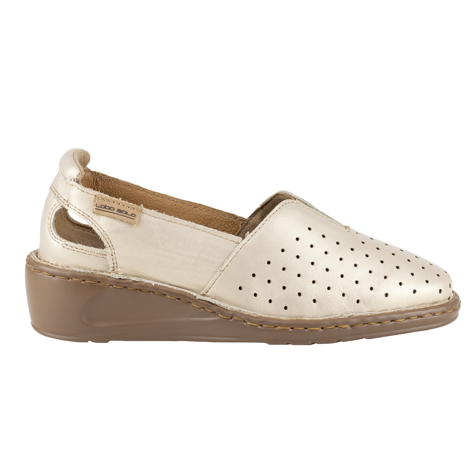 Mocasines Mujer Slip On Lobo Solo 4848 Platino Ancho Confort